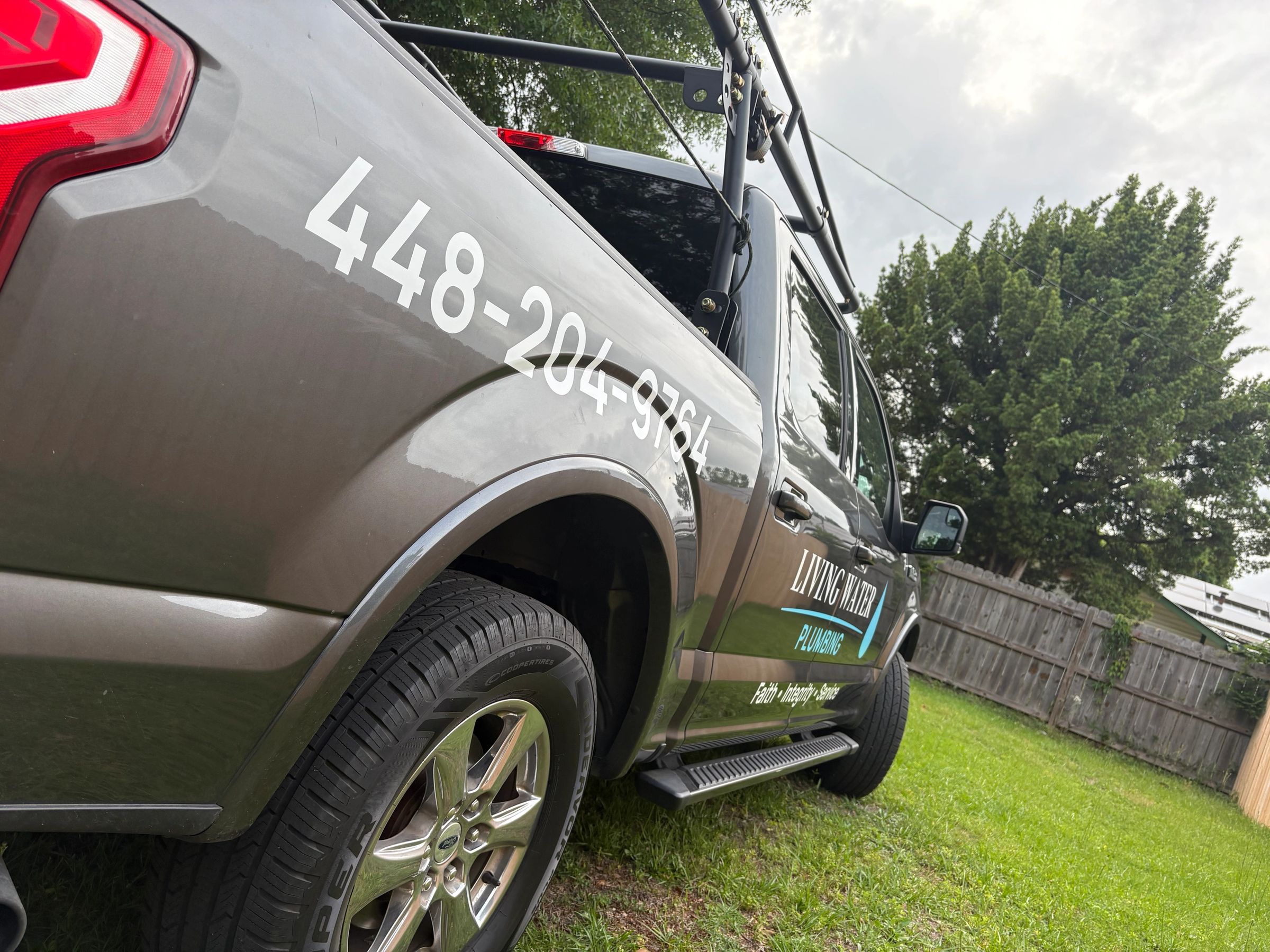 Living Water Plumbing service truck ready for a job in Santa Rosa County, FL